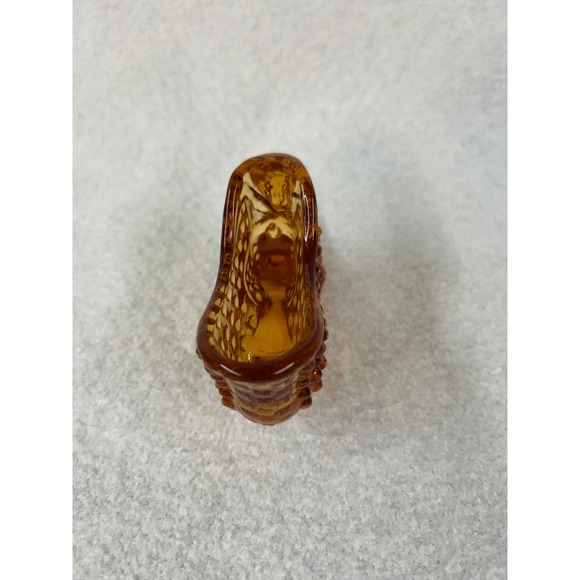 Hobnail‎ Amber Glass Slipper Shoe Figurine Collectible Display Decor - Picture 5 of 6
